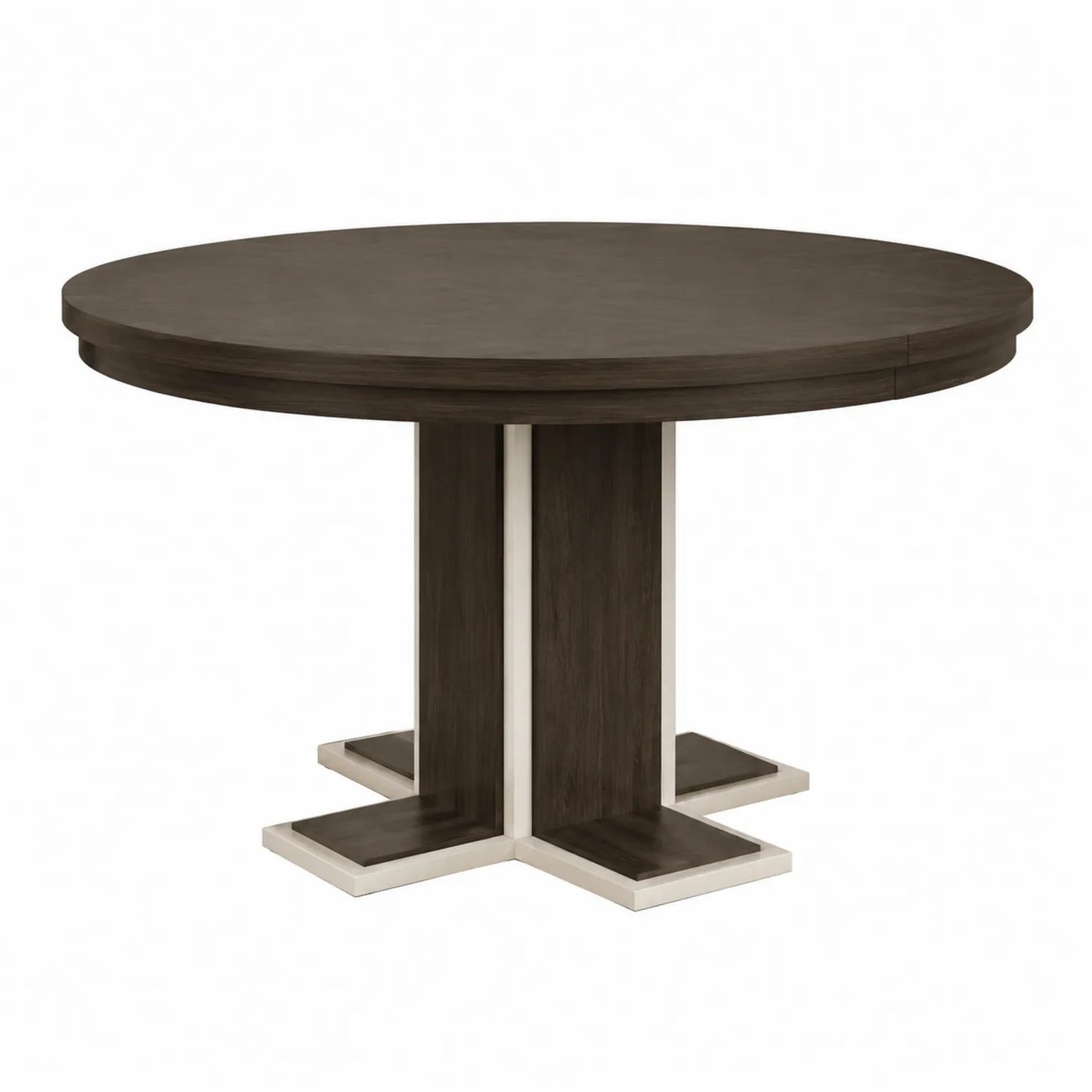 Runder Esstisch aus Massivholz und Metall Dunkelbraun Ø120 cm