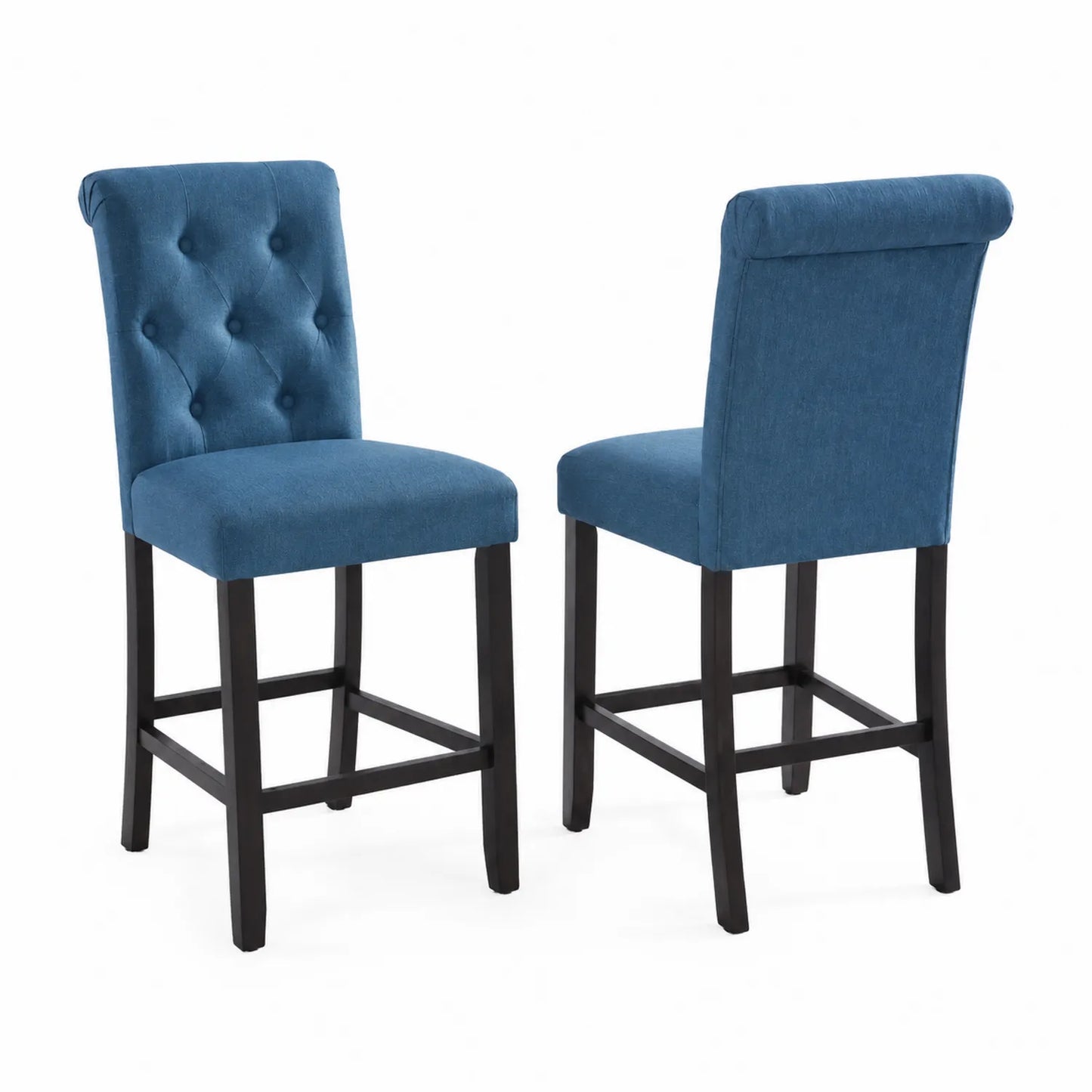2er Set Barhocker Blau Holzbeine