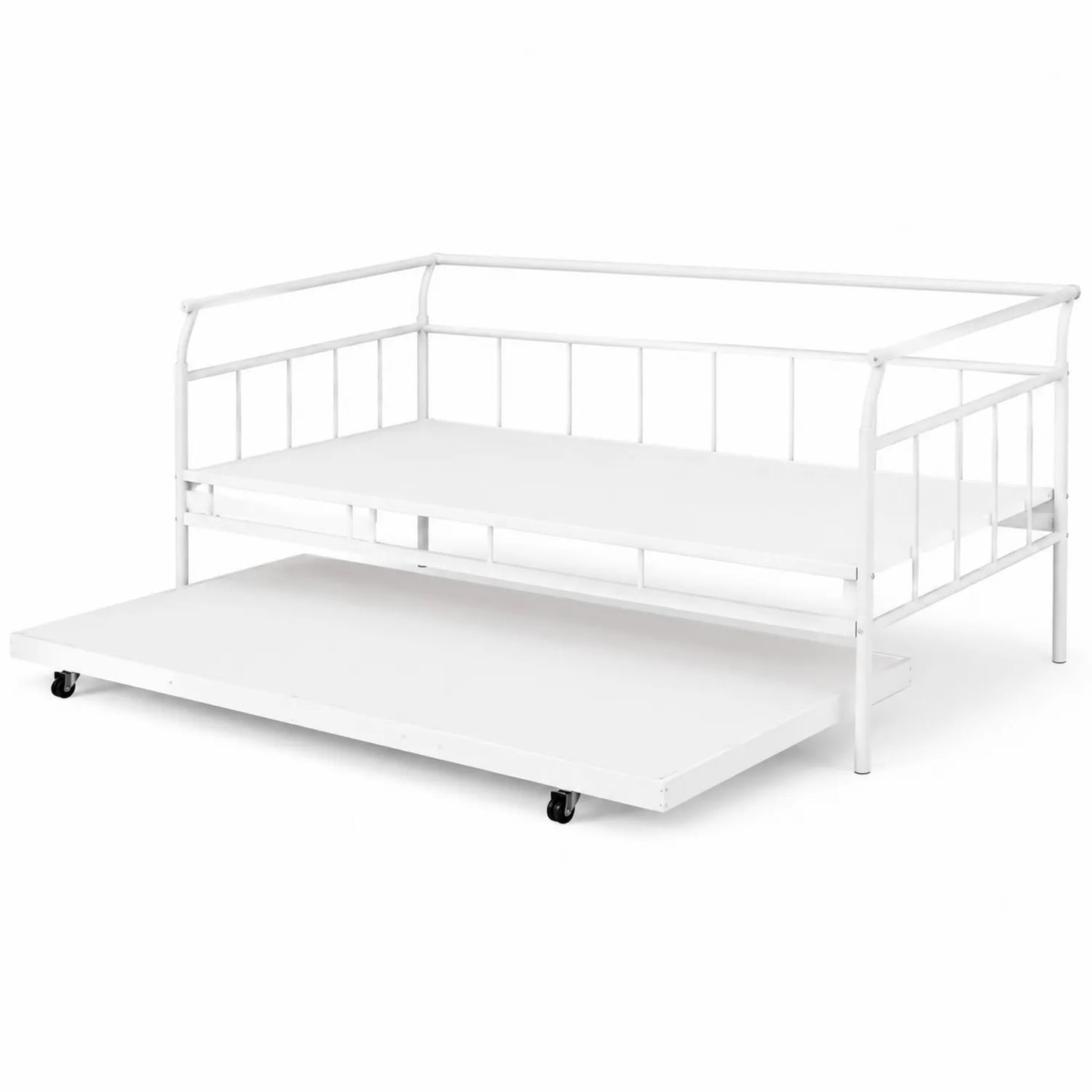 Metall-Tagesbett mit Ausziehbett, Weiß