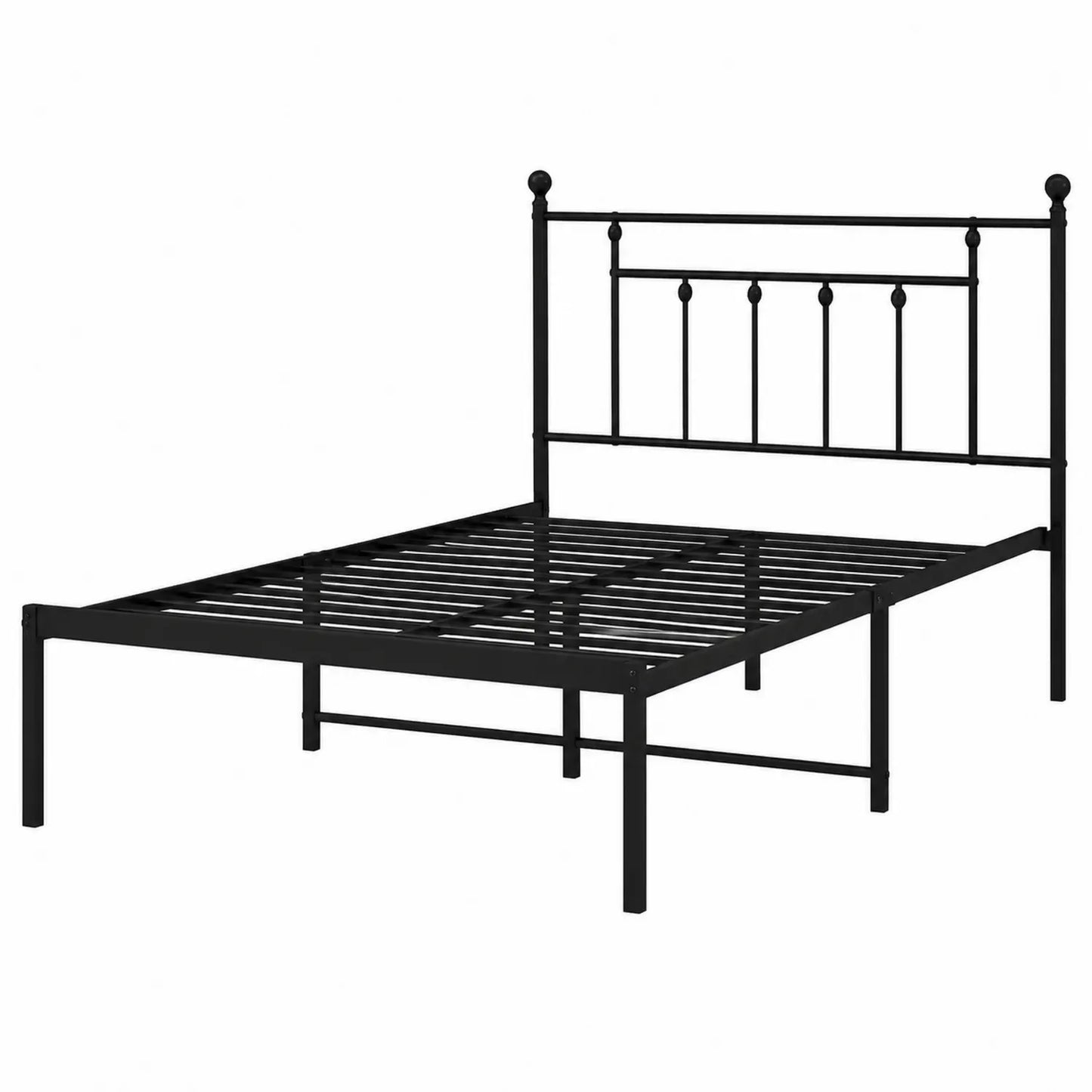 Metallbett Schwarz 90x200 cm mit Kopfteil