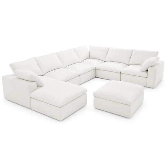 Modulares Ecksofa Set Weiß Stoff 300x300 cm