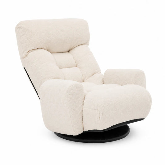 Drehbarer Sessel aus Polyester-Plüsch Cremeweiß
