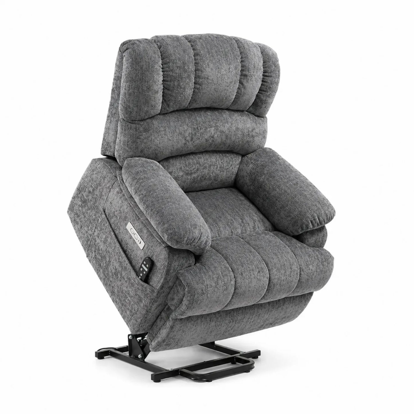 Elektrischer Sessel mit Hebefunktion aus Polyester in Dunkelgrau, 95x85x110 cm