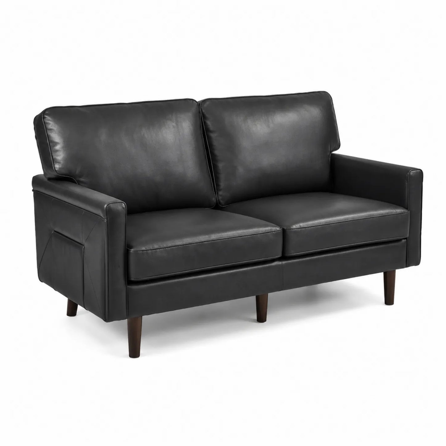Zweisitzer Sofa aus PU-Kunstleder Schwarz